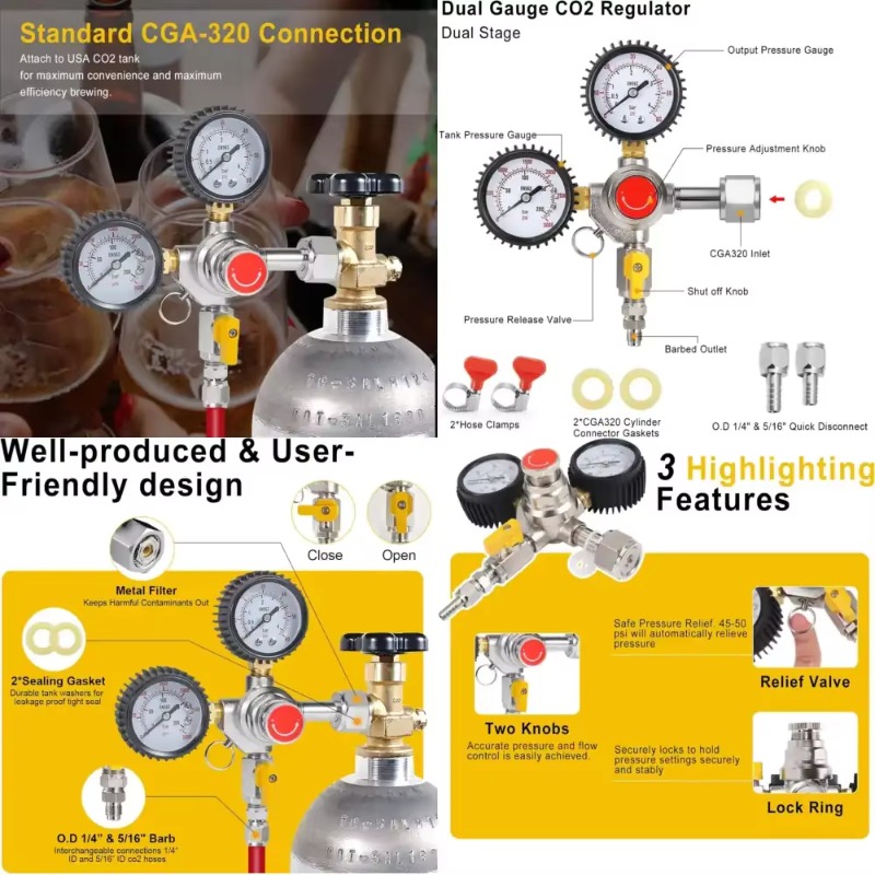 Co2 Regulator Dual Stage - Двухрежимный регулятор давления CO2 для кегератора,
