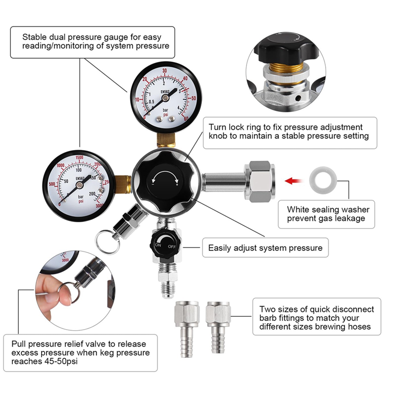 Регулятор бочонка CGA-320, дву – обзор и цена Co2 Regulator Dual Stage