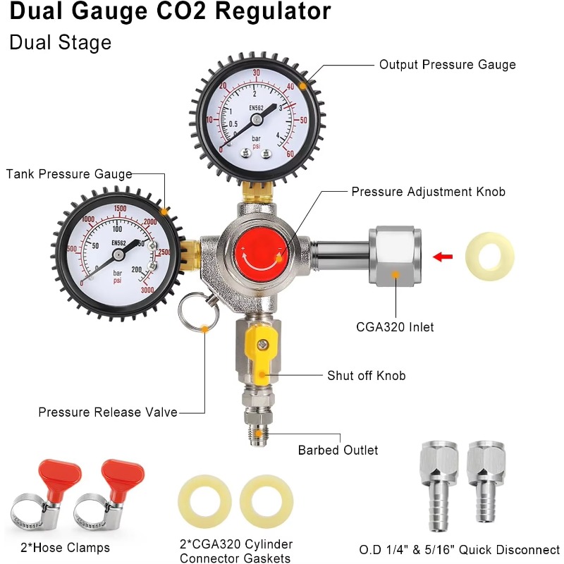 Двухрежимный регулятор давлени – обзор и цена Co2 Regulator Dual Stage