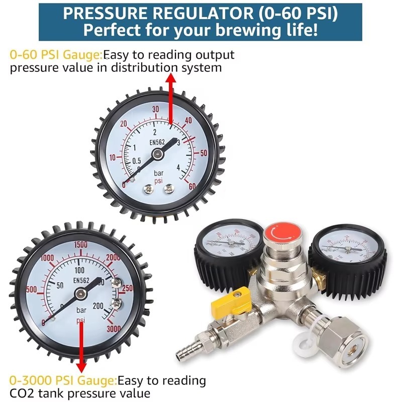 Регулятор CO2 для пивоварения, – обзор и цена Co2 Regulator Dual Stage